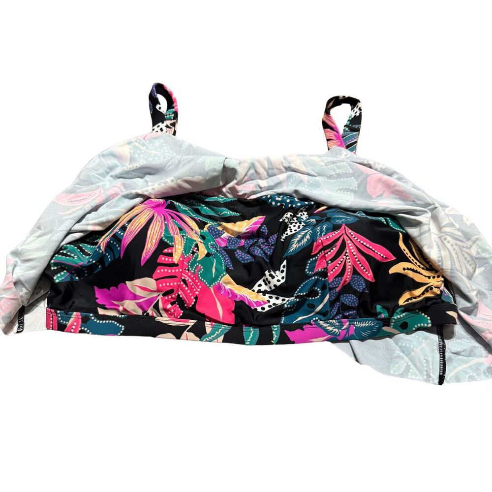 SHAPERMINT Bikini Top 4XL Tropical Floral Ruffle Supportive Adjustable NWT - Picture 4 of 9